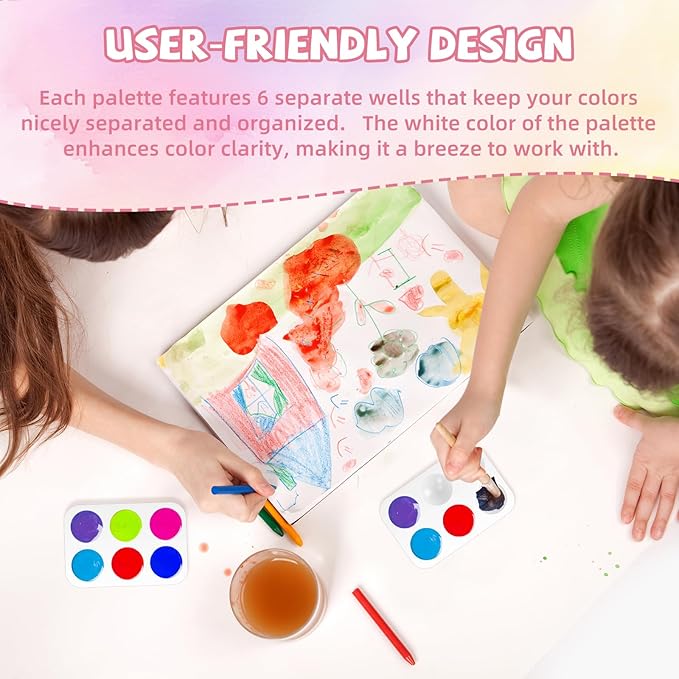 30 PCS White Plastic Watercolor Palette, 6 Well Rectangular Paint Palettes, Paint Tray Palettes, Paint Trays for Kids, for Painting, DIY Craft, Art Painting Class