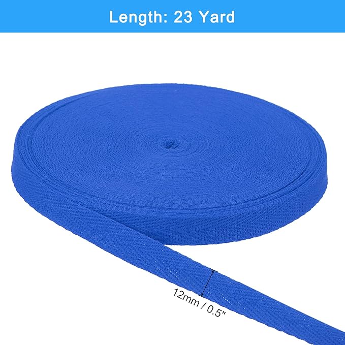 uxcell 23 Yards Cotton Twill Tape, 1/2-inch Herringbone Webbing Ribbon Bias Binding Tapes for Clothes Sewing, DIY Crafting (Bright Blue)