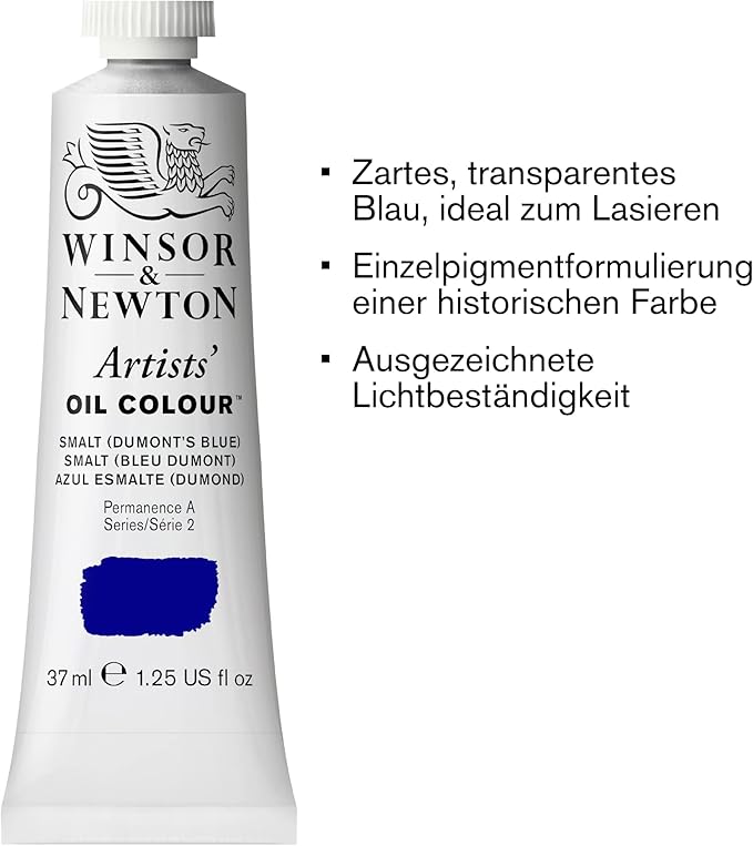 Winsor & Newton Artists' Oil Color, 37ml (1.25 oz) Tube, Smalt (Dumont's Blue)