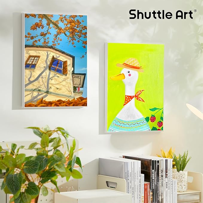 Shuttle Art Canvas for Painting, 12-Pack 11x14 Inch Stretched Canvas, 100% Cotton, Primed White Premium Blank Canvases, Ideal Art Supplies for Beginners Artists Acrylic Oil Acrylic Pouring