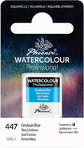 PHOENIX Professional Watercolor Paint - Single Watercolor Half Pan - Cerulean Blue 447