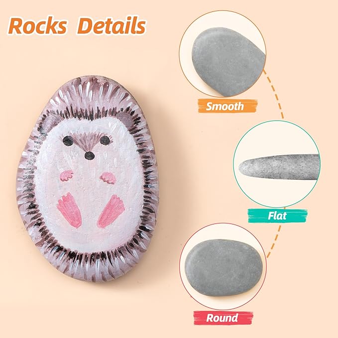Simetufy 15 Pcs Large Rocks for Painting, 4-5 Inch River Rocks Painting Stones Smooth Flat Rocks for Painting, Natural Rocks to Paint for Arts DIY Crafts Kids Painters