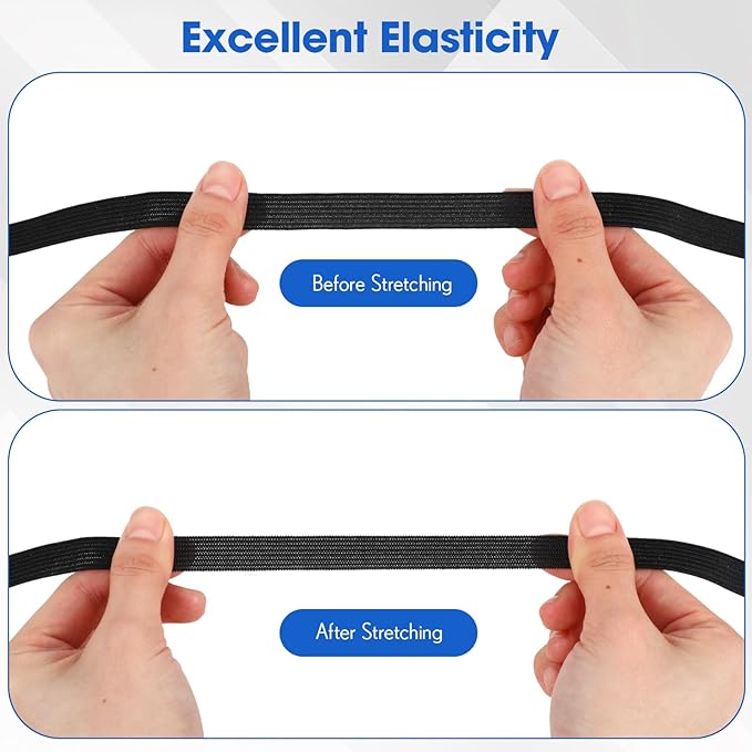 Shappy Elastic for Sewing Knit Elastic Band (1/2 Inch X 22 Yards,Black and White)