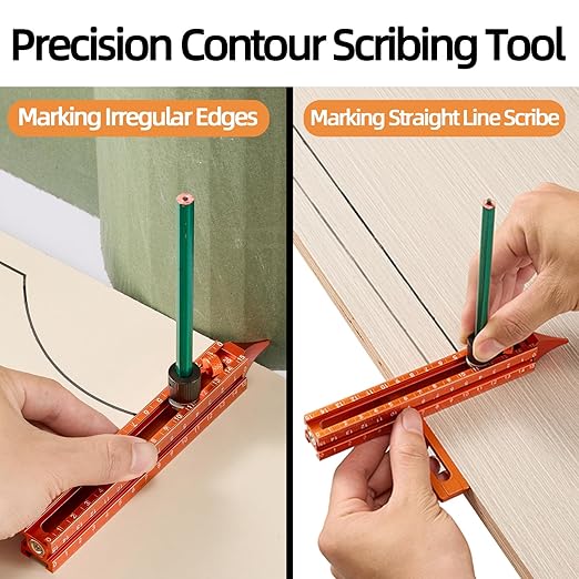 Imbot Magnetic 4-Sided Laser Scale Scribing Tool-Leveling Ruler with Magnetic Base-Multi-Purpose Woodworking Marking Tool for DIY, Woodworking, Carpentry, Furniture Making and Construction
