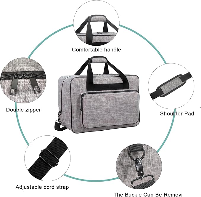 Sewing Machine Carrying Case，Sewing Machine Carrying Case Tote Bag，Universal Tote Storage Bag with Pockets and Handles, Suitable for Most Standard Singer, Janome (GREY)