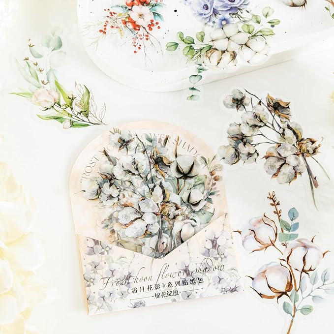 120 PCS Pastel Watercolor Nature Floral Botanical Stickers - Elegant Scrapbooking Supplies Vintage Flower Stickers for Journals, Christmas Decoration, Wedding Card, Wedding Planner
