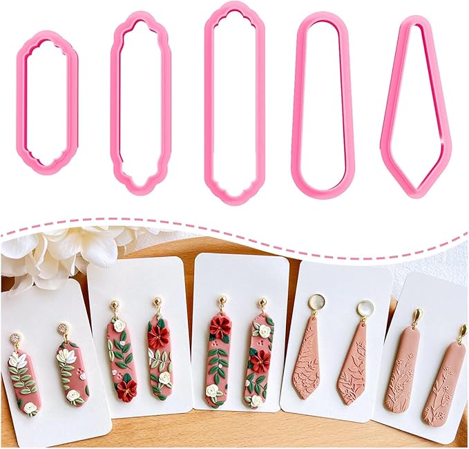 Keoker Clay Cutters, Polymer Clay Cutters, Long Dangle Shape Polymer Clay Cutter Set (5PCS A)