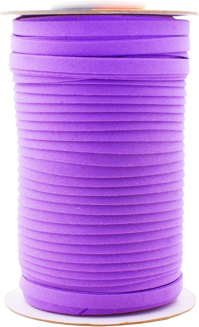 Mandala Crafts 55 Yards 1/4 Inch Violet Double Fold Bias Tape for Sewing - Bias Binding Tape for Quilting Binding, Hemming, Seam, and Fabric Piping