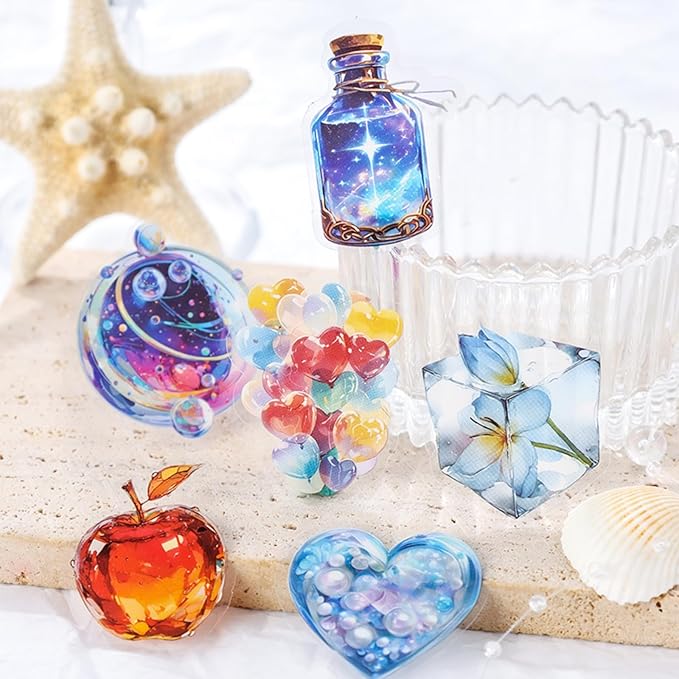 120 Pieces Exquisite Dreamy Vintage PET Sticker Set, Aesthetic Decorative Stickers for Scrapbooking, Journaling, Waterproof DIY Crafts, and Junk Journal Supplies