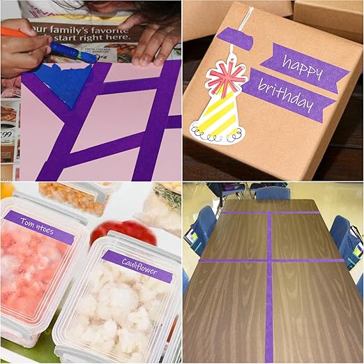 Purple Painters Tape,2 inch x 60 Yards - Medium Adhesive Masking Tape for Painting,Labeling,DIY Crafting,Decoration and School Projects