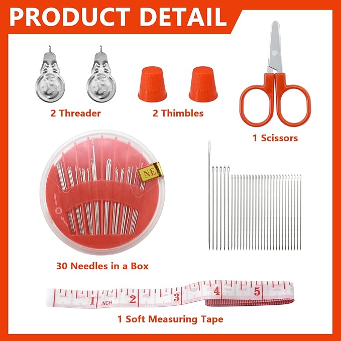 Sewing Kit with 100 Basic Sewing Accessories, 64 Spools of Thread Mini Sewing kit for Beginners,Traveller, Emergency, Whole Family to Mend and Repair