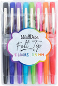 WallDeca Fine Point Felt Tip Pens (0.5mm), Vibrant Multi-Colored Writing Set With Smooth-Flowing Ink, No Bleed Markers for Journals and Note Taking, Everyday Writing and Colorful Doodling (8-Pack)