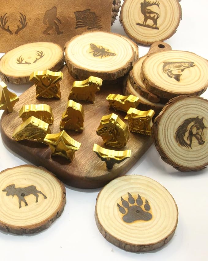 AIMOADO Lush Tree Branding Iron Stamp, 1 1/2" Wood Branding Iron Personalized Logo for Meat, Burger, Wood, Hats with Full Set Tools