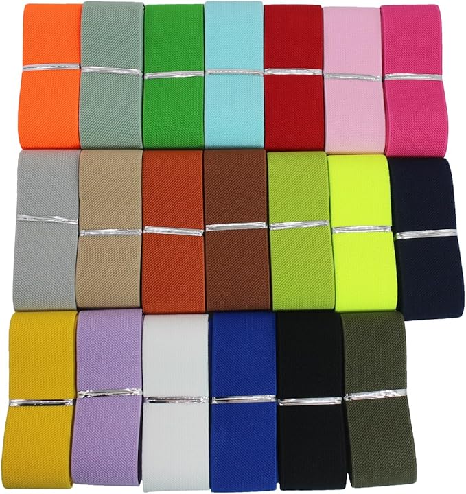 1.5inch Wide Colored Elastic Band for Sewing 20 Yards Double-Side Heavy Stretch High Elasticity for Belts Double-Side Twill Woven Elastic Band for Pants Waistband-Wigs-DIY Crafts & Projects