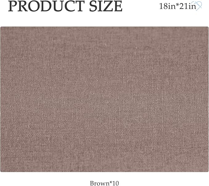 10 Pieces 18 x 21 Inches Cotton Fabric Precut Quilting Fabric Bundles Solid Colors Layer Cakes Quilt Material for DIY Craft Sewing Embroidery (Brown)