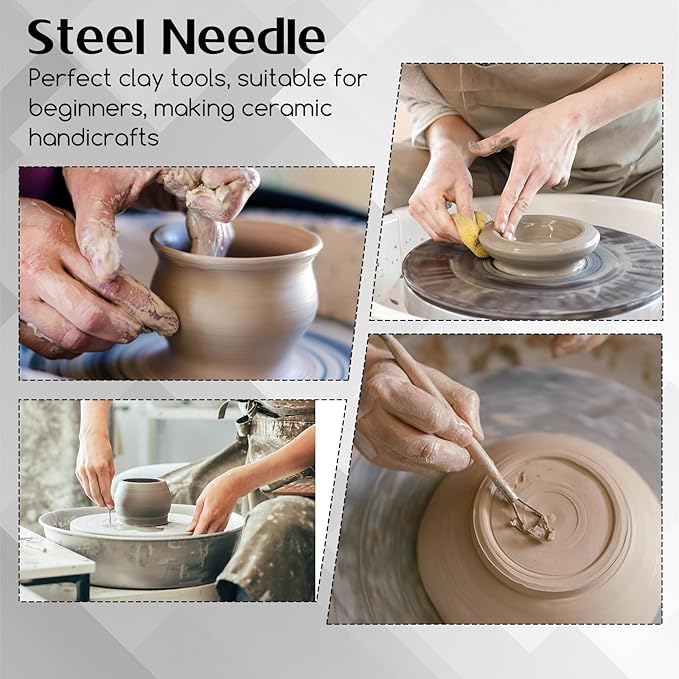 1 PCS Clay Needle Tools Stainless Steel Pottery Tools Polymer Clay Sculpting Tool Sculpting Ceramics Pottery Carving Tool for Dotting Sewing Modeling Carving 5.9 Inch Air Dry Clays Instrument