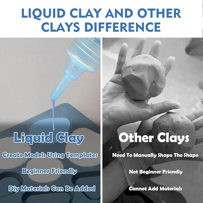 120ml Skin Color, Pink&Light Blue Liquid Polymer Oven-Bake Clay, Baking Molding, Very for DIY Decorations, Jewelry, Toys, Household Items