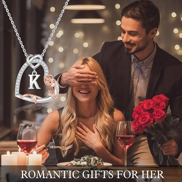 Iefil Christmas Gifts for Women Her - 925 Sterling Silver Heart Initial Necklaces, Anniversary Birthday Gifts, Women Jewelry Gift for Wife Girlfriend Mom Daughter Her