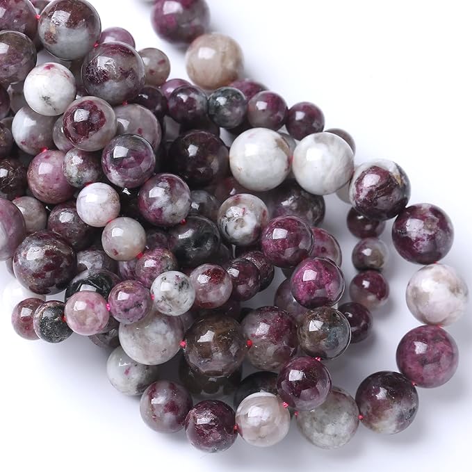 8MM 44PCS Natural Stone Colorful Tourmaline Gemstone Loose Beads for Jewelry Making DIY Bracelet Necklace 1 Strand