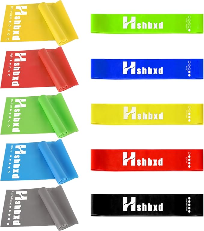 Resistance Bands for Working Out, Physical Therapy Bands, Latex Free Elastic and Exercise Bands Set for Stretching, Suitable for Rehab, Yoga, Pilates, Gym, Home Exercise