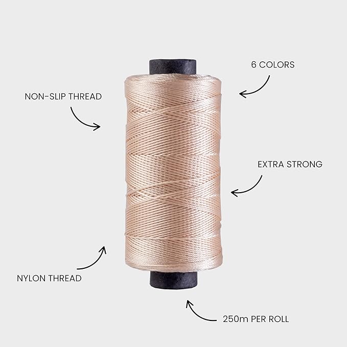 Big Kizzy Light Blonde 250m Nylon Thread for Hair Extensions, Sew in Human Hair Weft and Wigs - Non-Slip and Comfortable Hold for Hand and Machine Tied Weft