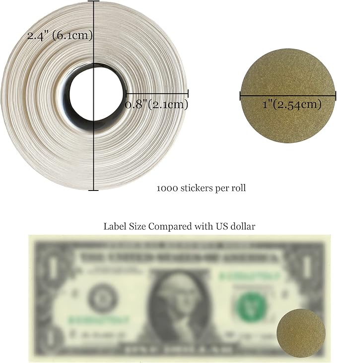 Mr- Label – 1000 Pieces 1 inch Round Scratch Off Stickers – DIY Stickers for Gender Reveal | Reward Programs | Scratch Tickets (Gold)