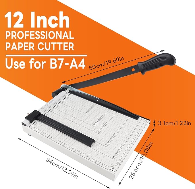 Paper Cutter, 12" Titanium Blade Guillotine Paper Cutter with Corner Rounder, Heavy Duty Guillotine, Paper Trimmer with Safety Blade Lock, Paper Cutter Slicer for Cardboard,Vinyl,Crafts&Photos (Black)