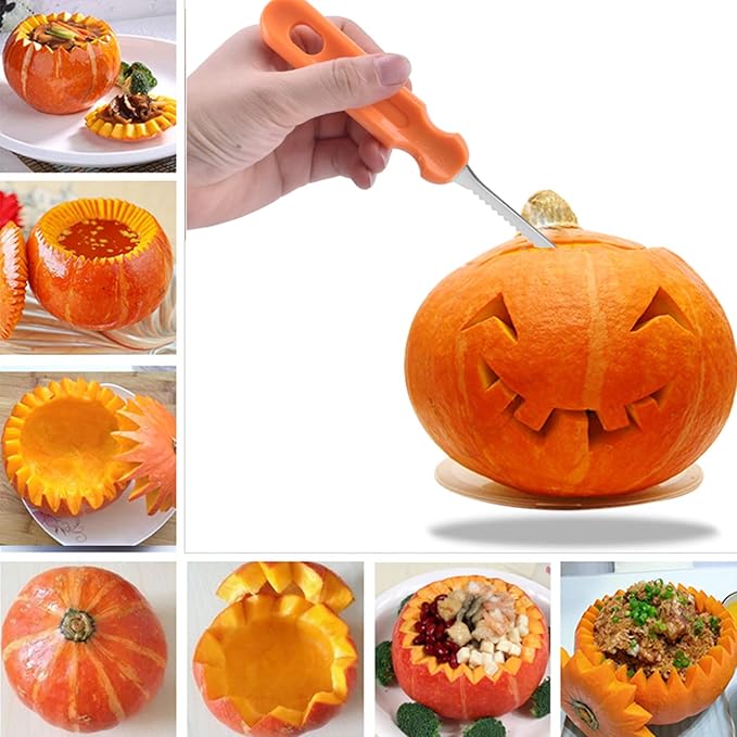 Halloween Pumpkin Carving Tools,Jack-O-Lanterns 13 Piece Professional pumpkin cutting carving supplies tools Kit stainless steel lengthening and thickening with Handbag