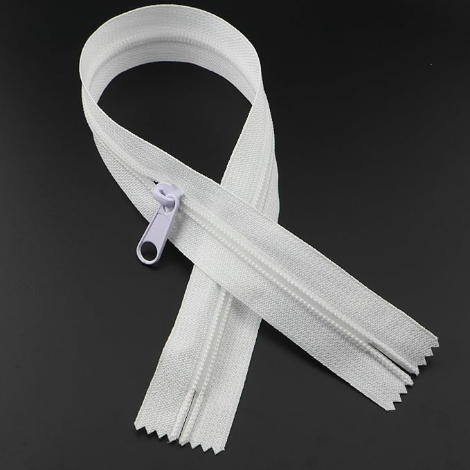 Leekayer #3 10 Inch White Nylon Zippers Bulk 10PCS 25.4 CM Zipper for DIY Tailor Sewing Pants Craft Bag,Luggage,Dress,Sofa Cushion,Pillow Bed Covers (White)