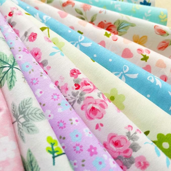 flic-flac 50pcs 10 x 10 inches (25cmx25cm) Cotton Fabric Squares Quilting Sewing Floral Precut Fabric Square Sheets for Craft Patchwork (50pcs 25cm*25cm)