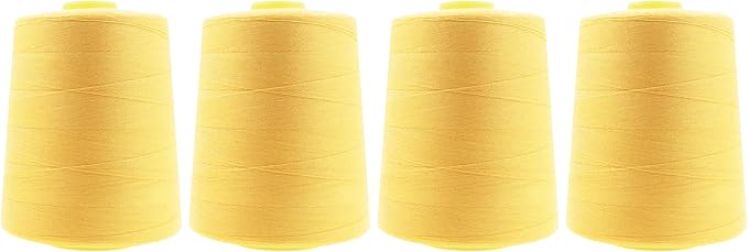 Mandala Crafts 4 Pack of Serger Threads Cones Spools - 20S/2 24000 Yards Polyester Butter Cream Threads for Sergers Machine and Overlock Quilting Sewing Machine