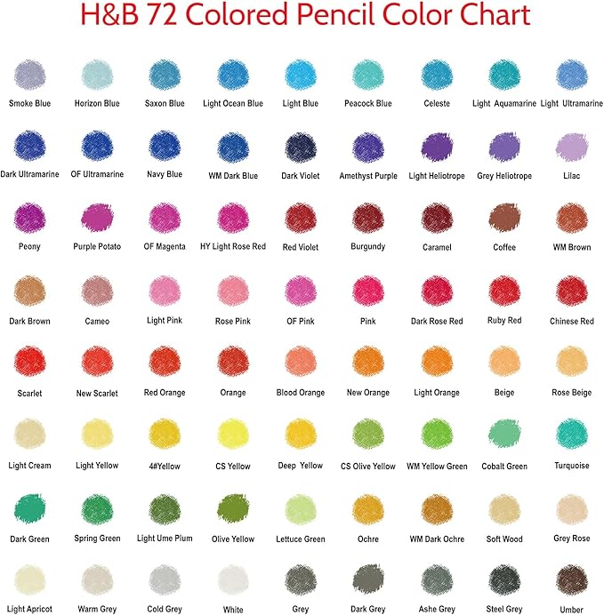 H & B 72-Color Colored Pencils Set – Professional Soft Core Vibrant Drawing & Sketching Pencils for Shading, Coloring for Adults, Artists & Beginners, Ideal Gift Set
