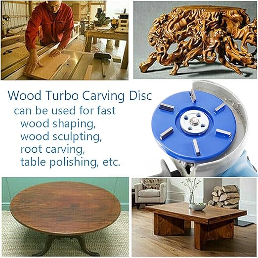 Wood Turbo Carving Disc 6 Teeth for Angle Grinder 4 or 4 1/2" with 5/8" Arbor Upgraded, DIY Wood Carving Tools Cutting Wheel for Fast Sculpting(6 Arc Blade)