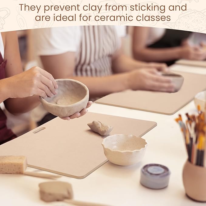 Kosiz 2 Pcs MDF Clay Wedging Board for Pottery 24'' x 18" Portable Clay Mat for Sculpting with Built in Handle, Ceramics Pottery Tools for Art Enthusiasts, Sturdy 9mm Thickness