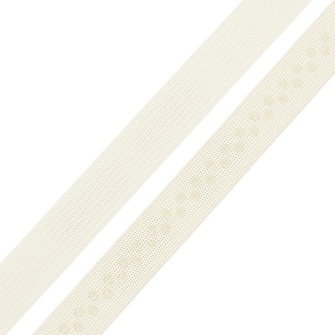 Mandala Crafts 0.5 Inch Elastic Silicone Gripper Tape for Clothing - 10 Yds Dotted Non Slip Elastic Band for Sewing - Off White Silicone Flat Fabric Stretchy Ribbon Straps