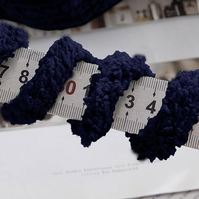 HOMBYS Navy Blue Chunky Chenille Yarn for Hand Knitting,Fluffy Soft Jumbo Yarn Crocheting,Super Bulky Big Yarn for Chunky Blanket,Large Thick Arm Knitting Yarn,8 Pack Plush Yarn