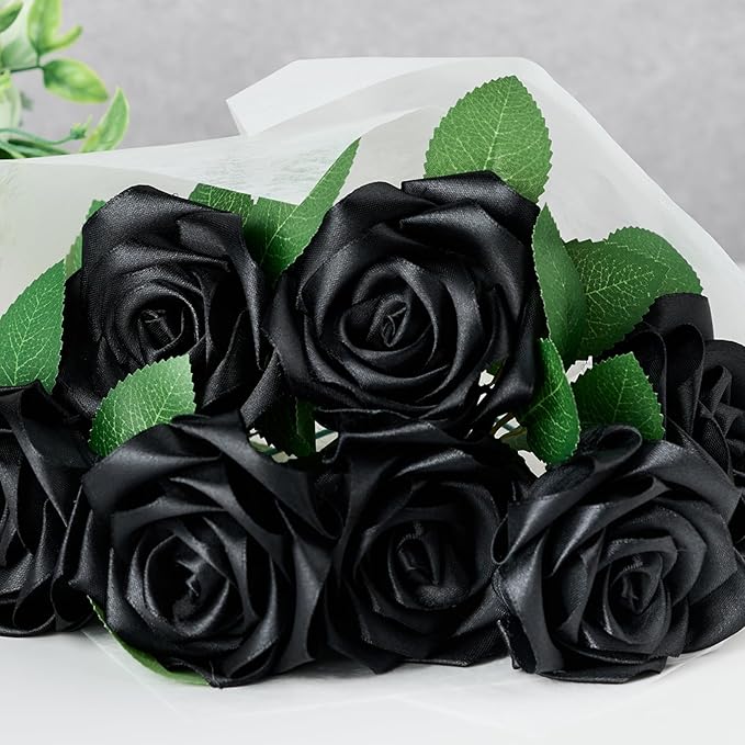 1-1/2 Inch Wide Black Satin Ribbon, 50 Yards Solid Polyester Fabric Ribbon for Roses Making, Gift Wrapping, Valentine's Day, Wedding Decorations, Crafts, Bows