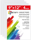 Simetufy 4 Pack 9x12Inch Canvas Boards for Painting, Blank Canvas Panels, Gesso Primed Acid-Free 100% Cotton for Acrylics Oil Watercolor Tempera Paint