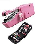 Handheld Sewing Machine, Mini Portable Sewing Machine Kit for Beginners, Travel Emergency Clothes Repair & Quick Fixes with Accessories, for Lightweight Fabrics (Pink, C)
