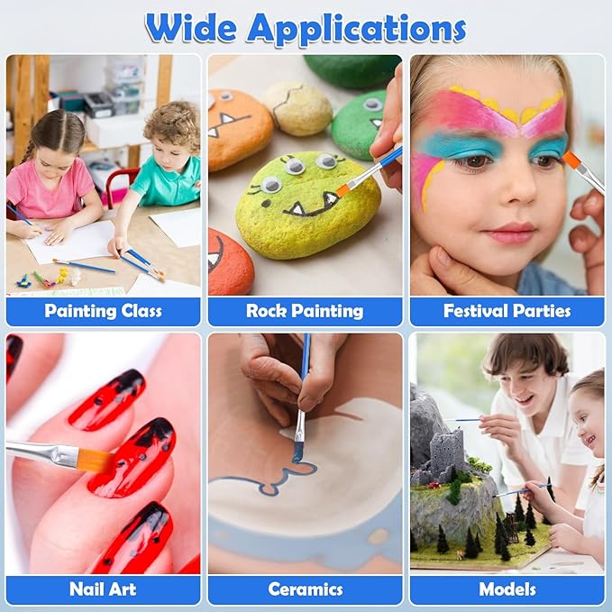 126 Pcs Flat Paint Brushes for Acrylic Painting, Small Paint Brushes Bulk, Kids Paint Brushes Set for Art Crafts Classroom Oil Watercolor Canvas Face Painting