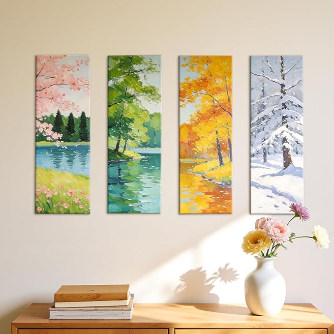 Simetufy Long Canvas Panels 4x12 Inch, 12 Pack – Primed 100% Cotton Flat Canvas Boards for Painting – Acid-Free White Art Surfaces for Oil, Acrylic, Gouache & Tempera
