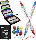 60 Colors Acrylic Paint Pens, Dual Tip Acrylic Paint Markers for Paper, Wood, Canvas, Stone, Rock Painting, Glass, Fabric, DIY, Ceramic, Art Supplies for Adults Drawing (Dot + Fine)