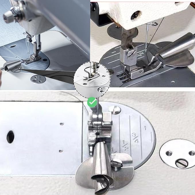 4pcs Sewing Rolled Hemmer Foot Stainless Steel Rolled Hem Presser Foot Universal Rolled Hem Foot for Sewing Machine (Silver)