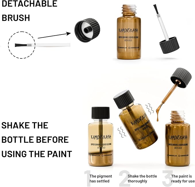 Liquid Gold Leaf Paint - Alcohol Based Fast Drying Rich Gold Liquid Leaf, 0.68 fl oz (20 ml)