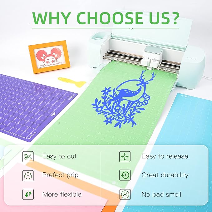 HTVRONT Standard Grip Cutting Mat, 3 Pack Cutting Mat 12x24 Compatible with Cricut Maker 3/Maker 4/Maker/Explore 3/4/Air 2/One, Standard Adhesive Sticky Quilting Cutting Mats Replacement Accessories
