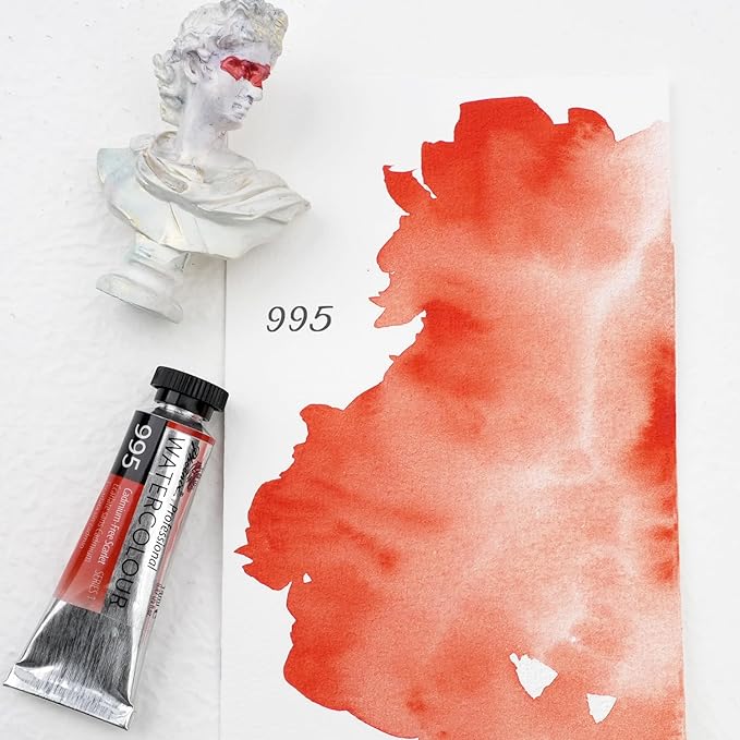 PHOENIX Professional Watercolor Paint Single Tube - 0.47 Fl Oz / 14ml - Cadmium-Free Scarlet