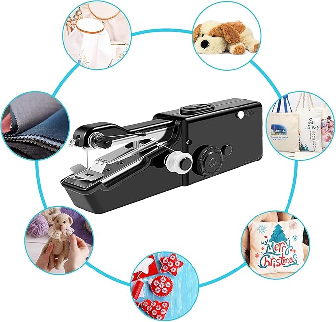 Handheld Sewing Machine Electric Sewing Mini Portable Sewing Machine Suitable for Beginners Sewing Clothes Family Travel DIY (Black)