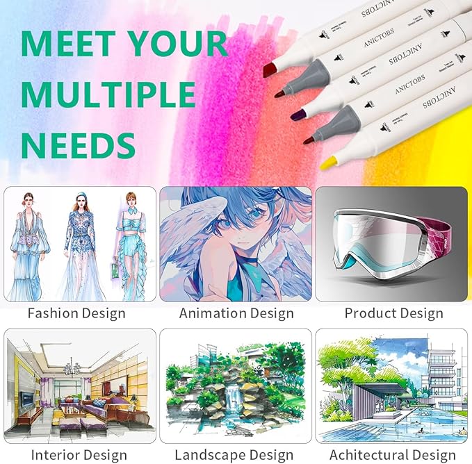 Alcohol Markers 168 Colors with Base Support, Drawing Art Markers Perfect for Students Kids and Adults Comics Sketching Illustration Artistic Creation Gift