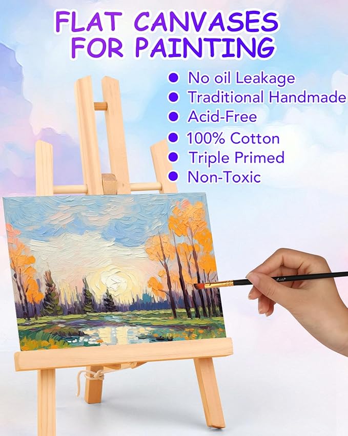 5x7 Inch Canvas Boards for Painting, 8 Pack Primed Acid-Free Blank Canvas Panels, Mini Canvas for Beginners & Artist, Small Canvases for Painting for Classroom and Painting Parties.