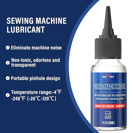 SMAPHY Sewing Machine Oil with Oil Applicator and Dual-Ended Brush, Clear Machine Oil for Lubrication of All Sewing Machine Moving Parts